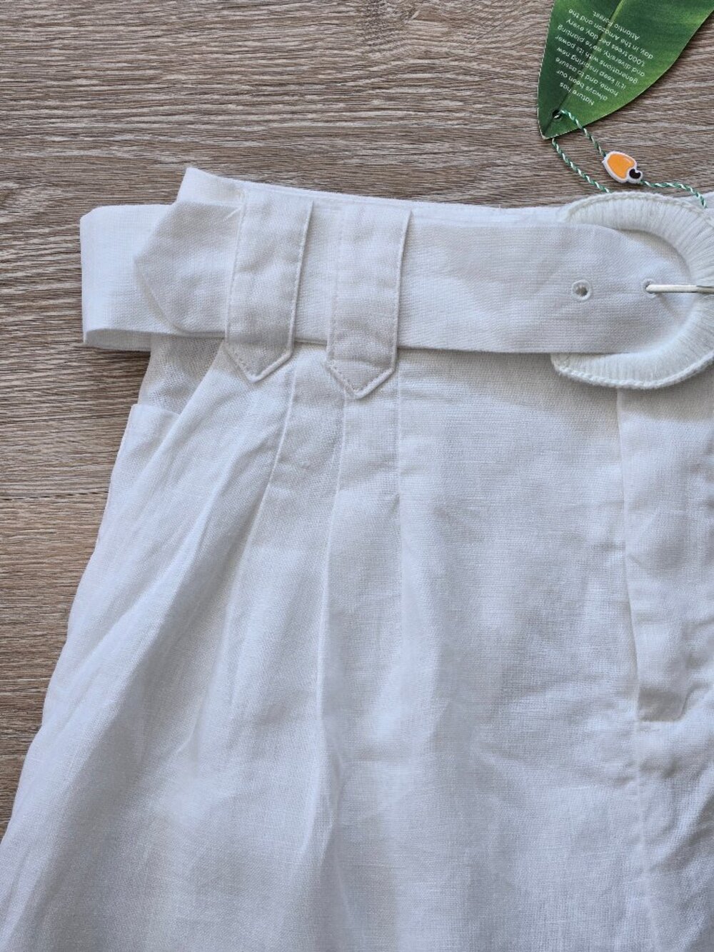 Farm Rio Tailored Linen Belted Shorts Ivory High Rise Size M New With Tags $145 - Picture 15 of 17